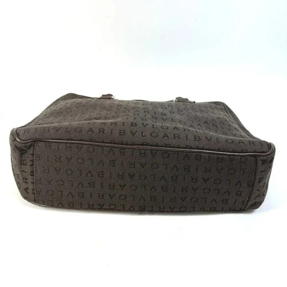 BVLGARI Hand Bag Logo mania briefcase bag Business bag Canvas Brown/Orange